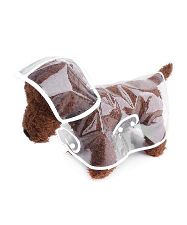 Petcute Hunders coat waterproof pet rain coat with hood transparent PVC breathable dog raincoat with button closure suitable for medium and large dogs XXL white