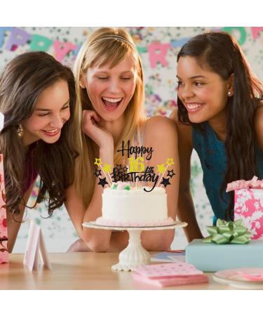 Happy 16th Birthday Cake Topper | Glitzy Sweet 16 Tortendeko for Girls & Boys | International Shipping Available - Buy Online on SooperMarket.com