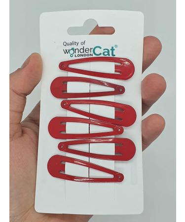 6 PCS Metal Snap Hair Clips - Red Hair Grips 5CM Long - Buy Online on SooperMarket.com
