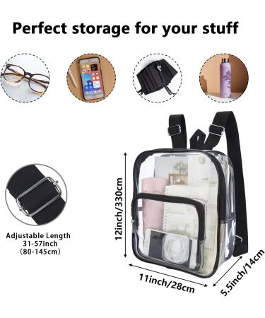 Cute Clear Mini Backpack - Stadium Approved Waterproof Lightweight Bag for Travel, Work, Concerts & Events (Black) - Buy Online on SooperMarket.com
