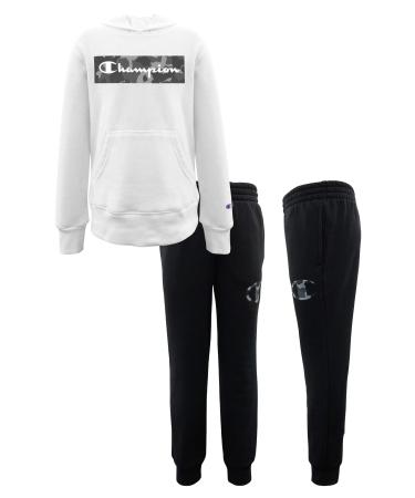 Champion Boys Heritage 2-7 Two Piece Hooded and Crew Neck Fleece Pant Fleece Sweatshirt Sport Sets White/Black Camo Hooded 6