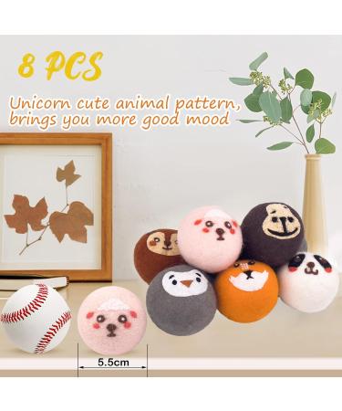 8PCS Wool Dryer Balls - Cute Animal Design 100% Natural New Zealand Wool Chemical-Free Reusable Anti-Static Laundry Solution - Buy Online on SooperMarket.com