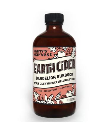 Hany's Dandelion Earth Cider with Raw Organic Unfiltered Apple Cider Vinegar, Dandelion, Burdock, Turmeric Root, Ginger Root, Chicory Root, Orange Peel, Raw wildflower Honey, Lemon, Black Pepper 8 oz Dandelion 8 Fl Oz (Pac