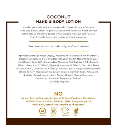Desert Essence Coconut Hand & Body Lotion 8.0 fl. oz (Pack of 2) - Gluten-Free Vegan Formula with Organic Oils - Nourishing Moisturizer for Daily Use - Buy Online on SooperMarket.com