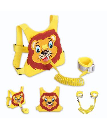 Toddlers Leash + Anti Lost Wrist Link Child Kids Safety Harness Kids Walking Wristband Assistant Strap Belt for Boys Pink Christmas Gift (Yellow)