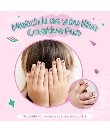 144Pcs Kids Press on Nails Set - No Fading, Quick Stick On, Cute Pre-Glued Fake Nails for Girls - Perfect Christmas Gift for Children, Stars Design - Buy Online on SooperMarket.com
