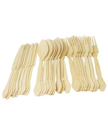 7.75" Wooden Cutlery Set, 100 of Each Utensil