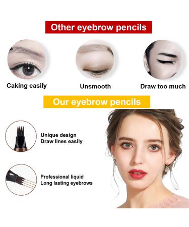 Long Lasting Waterproof 3PCS Dark Brown Eyebrow Pen - Create Natural Makeup - Microblading Effect - 3 Count - Buy Online on SooperMarket.com