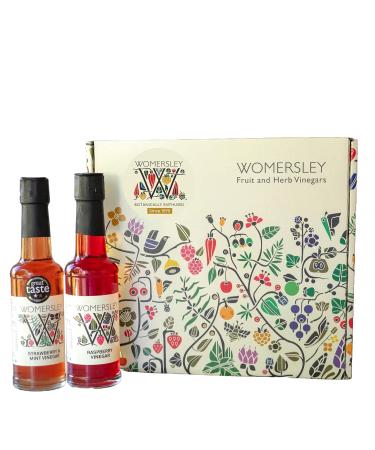 Womersley Gourmet presentation gift box with recipe cards - British Fine Fruit Vinegar for cooking salad dressing marinades Great Taste Award Winners (2 x 150ml)