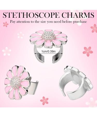 Woanger 4 Pcs Sunflower Bling Stethoscope Charms | Flower Stethoscope Tags & Accessories for Nurses & Doctors | Perfect Gift for Nursing Students - Pink White Yellow Green - Buy Online on SooperMarket.com