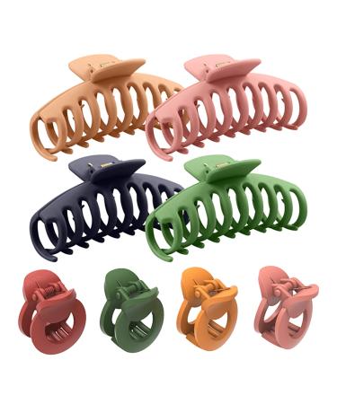Hair Clips For Women, 8pcs Claw Clips For Thick Hair, Large Hair Claw Clips For Thin Hair, Matte Banana Claw Clips, Strong Hold No Slip Jaw Clip, Hair Accessories For Women Girls Gift