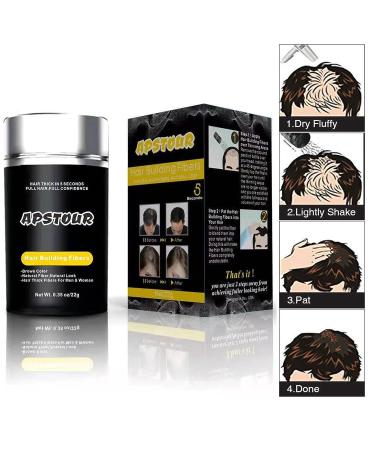 Apstour Hair Building Fibers - Instantly Conceals Hair Loss - Natural & Undetectable - 22g Black 01 - Buy Online on SooperMarket.com