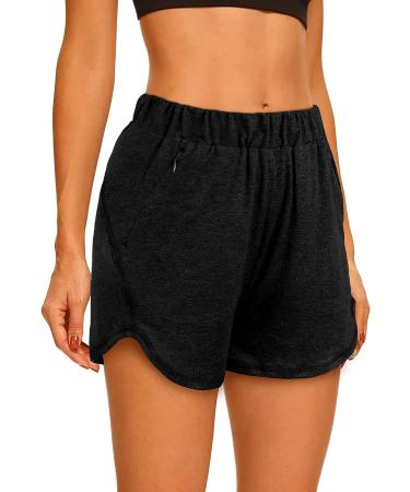 XIEERDUO Women's Workout Shorts - Black, X-Large | Athletic Running Dolphin Shorts with Zipper Pockets - Buy Online on SooperMarket.com