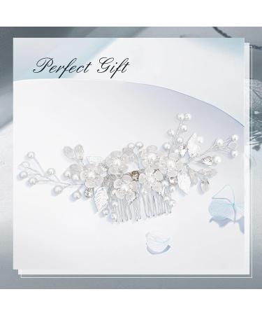 Makone Silver Rhinestone Wedding Hair Clip - Bridal Hair Accessories for Women - Flower Headpiece Barrette for Bride Bridesmaid Girls - Buy Online on SooperMarket.com