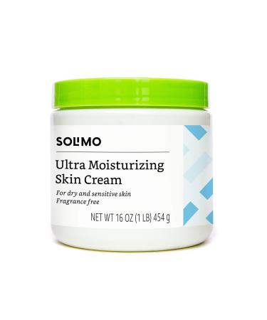 Amazon Brand - Solimo Ultra Moisturizing Skin Cream for Dry & Sensitive Skin, Dermatologist Tested, Fragrance Free, 16 Ounce 1 Pound (Pack of 1)
