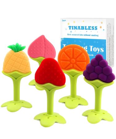 Teething Toys (5 Pack) - Tinabless Infant Teething Keys Set, BPA-Free, Natural Organic Freezer Safe for Infants and Toddlers, Silicone Baby Teethers 5 Packs