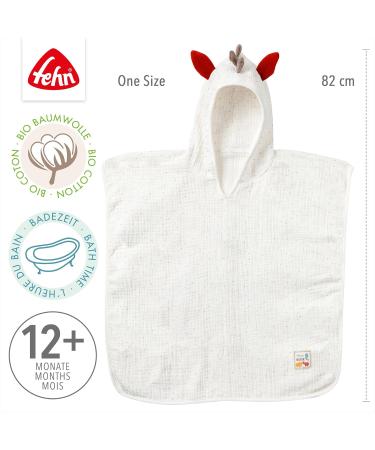 Fehn Baby Zebra Bathing Towel - Organic Cotton Hooded Poncho for Toddlers 55x110 cm - Soft Musselin Baby Bath Towel - Buy Online on SooperMarket.com