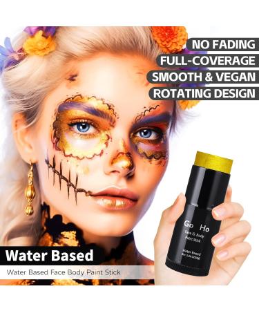 Go Ho Metallic Gold Face Paint Stick - 1.06 Oz, Washable & Non-toxic Cream Body Paint for Adults/Children, Theater, Halloween, SFX, Cosplay - Pearl Gold Finish - Buy Online on SooperMarket.com