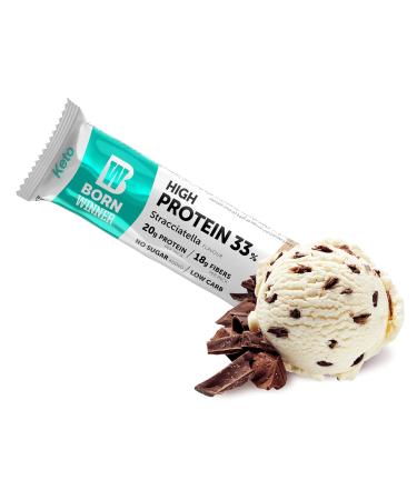 BornWinner Keto High Protein Bar - Stracciatella Low Carb 31% Protein 20g Protein & 18g Fiber per Bar - 12x60g Pack - International Shipping Available - Buy Online on SooperMarket.com