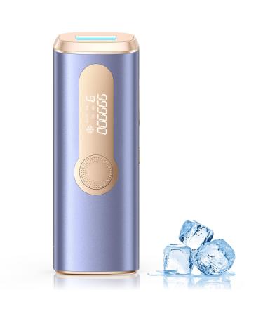 Glattol IPL Laser Hair Removal - Painless & 3-in-1 & Full Body Smooth Ice Cooling Hair Removal Device with 9 Levels (Max 16J) and 2 Modes at-Home Treatment for Women and Men Purple