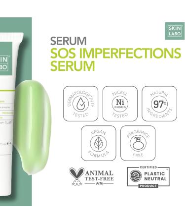 SKIN LABO SkinLabo SOS Blemishes Serum Eliminates and Reduces Pimples Makes Skin Uniform Calming Redness and Swelling with Tea Tree Oil and Trehalose - 15ml - Buy Online on SooperMarket.com