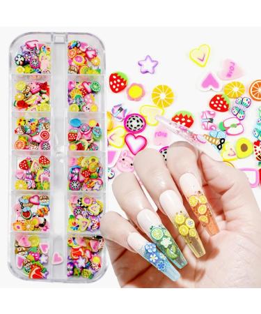 3D Fruit Nail Art Slices - 12 Grids Glitters for Summer Designs - Banana Lemon Strawberry Cherry Watermelon - DIY Manicure Supplies - Buy Online on SooperMarket.com