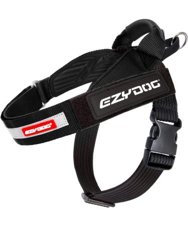 EZYDOG Express Dog Harness | Dog Harness for Small Medium and Large Dogs Angled Ergonomic Design Moulded Grip Handle Easy Release Side Buckle (S Black) Small Black
