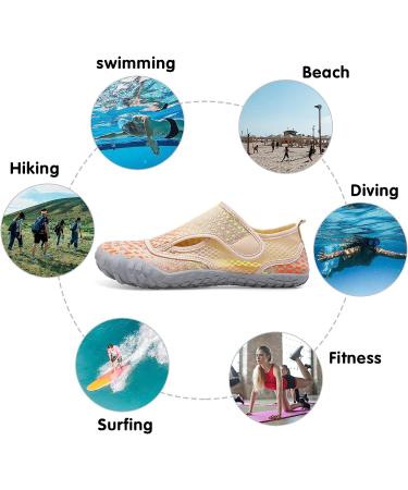 Quick Dry Barefoot Aqua Swim Water Shoes for Women Men - Beach Hiking Diving Boating River Outdoor Sports - Size 8 Women/6.5 Men - Velabeige - Buy Online on SooperMarket.com