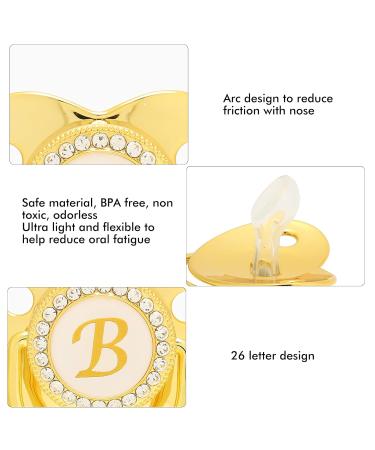 Golden Baby Pacifier - Soft Curved Design Safe Materials 26 Letters Clips for 6-18 Months - Buy Online on SooperMarket.com
