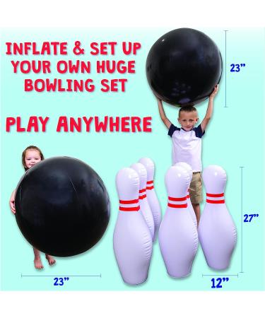 Island Genius Giant Inflatable Bowling Game Set for Kids - Indoor/Outdoor Jumbo Ball and Pins, Perfect for Birthday Parties and Lawn Games - Buy Online on SooperMarket.com