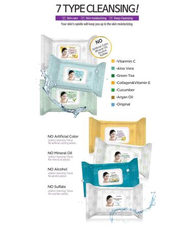 Epielle Argan Oil Cleansing Facial Tissues Makeup Remover Wipes - Gentle & Nicely Scented Towelettes (240 Sheets, 4 Pack) - Buy Online on SooperMarket.com