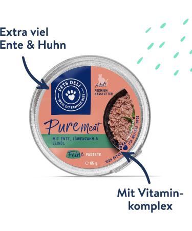Pets Deli Pure Meat Wet Food for Cats - Duck & Dandelion - Sugar & Gluten Free - 12 x 85g Pack - Buy Online on SooperMarket.com