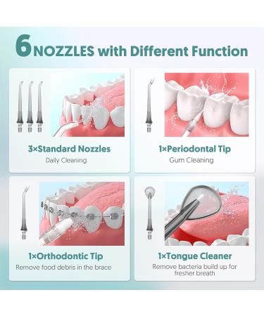 Cordless Portable Water Flosser with 4 Modes and 6 Tips - Professional Electric Teeth Cleaning Kit for Oral Care - 300mL Water Tank - Gray - Buy Online on SooperMarket.com