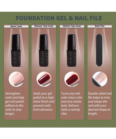 Lavender Violets 13 Pcs Gel Nail Polish Set 9 Misty Forest Autumn Winter Colours Nail Art UV LED Soak Off Christmas Green Manicure With Base Coat Matte n No Wipe Top Coat Nail File C680 Misty Forest-680 - Buy Online on SooperMarket.com