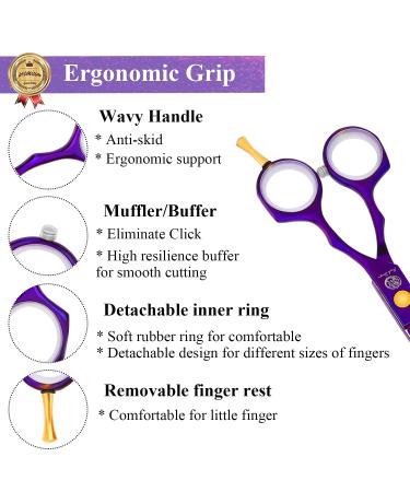 5.5 inch Purple Hair Cutting Scissors Set with Leather Case - Professional Barber Shears for Hairdressers and Home Use - Buy Online on SooperMarket.com