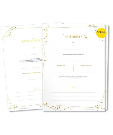 Frank Paperman |3x set golden sponsorship certificate and sponsorship letter for godfather |Customers for baptism |Gift for patentant and godfather |With a baptismal letter godchild |Gold embossing