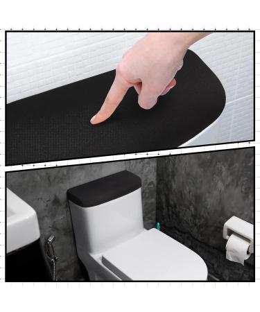 4 Pcs Black Fabric Stretch Toilet Tank Lid Cover Set - Bathroom Decor Accessories - 15.75 x 16.93 Inches - Buy Online on SooperMarket.com