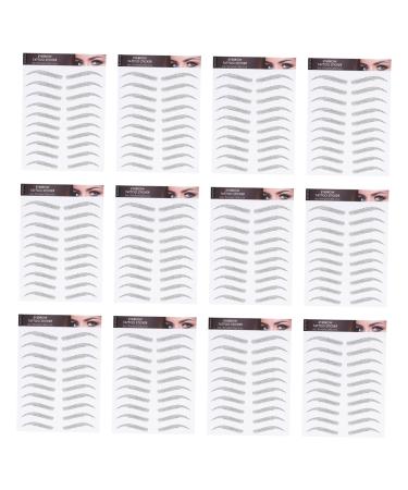 Gogogmee 12 Sheets False Eyebrows for Men Waterproof Stickers Black Sticker Fake Eyebrows 21x15cm Black
