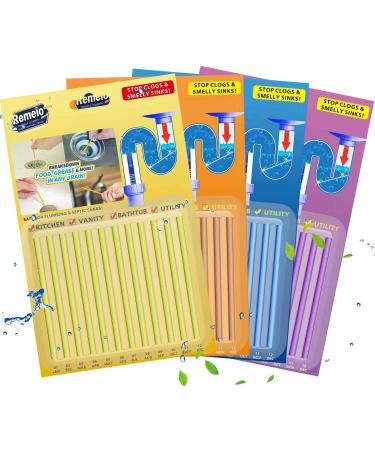 Drain Sticks Drain Stix Drain Cleaner & Deodorizer Sticks Drainstix for Clogs Kitchen Bathroom Sinks Unclog Eliminate Odor Septic Tank(48pack)