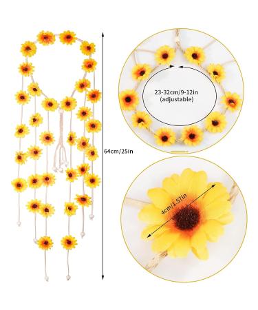 Sucrain Flower Hippie Headband Set - 4pcs Bohemian Sunflower Hair Accessories (2 Yellow 2 White) - Buy Online on SooperMarket.com