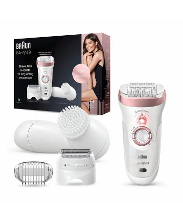 Braun Epilator Silk-pil 9 9-880, Facial Hair Removal for Women, Wet & Dry, Facial Cleansing Brush, Women Shaver & Trimmer, Cordless, Rechargeable, Beauty Kit