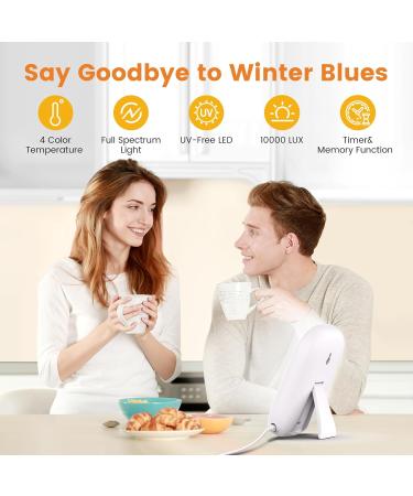 LASTAR Sun Light 10 000 LUX UV-Free Daylight Lamp with Memory Function 5 Adjustable Brightness Levels and 4 Timer Funtion Sunlight Lamp Compact Size for Winter Blues Wall Mountable Support Smart Plug Light White - Buy Online on SooperMarket.com