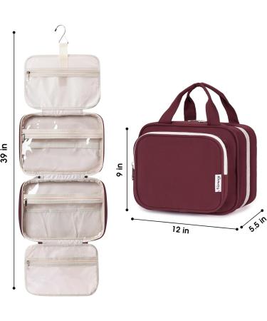 Narwey Hanging Travel Toiletry Bag for Women - Wine Red (Large) | Organizer for Cosmetics, Makeup, and Travel Size Accessories - Buy Online on SooperMarket.com