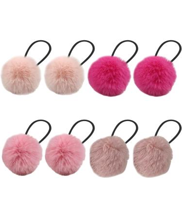 Fur Hair Bobbles for Girls 4 Pairs Cute Hair Ties with Fur Ball Elastic Ponytail Holders Hair Band for Girls Hair Accessories Cute Hair Ties - Buy Online on SooperMarket.com