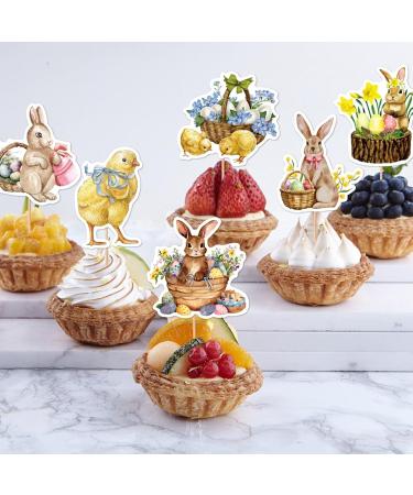 Teksome Easter Cupcake Toppers - Bunny Cake Topper Easter Cake Decorations 8pcs Bunny Easter Egg Cake Food Picks for Happy Easter Spring Theme Party Decorations - Buy Online on SooperMarket.com