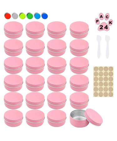 24 pieces of jaws pink aluminum empty jar cosmetics can trip round trip cream cans mini cans empty cans of lip balm for lip balm lotion cream masks mini candles cosmetics pink