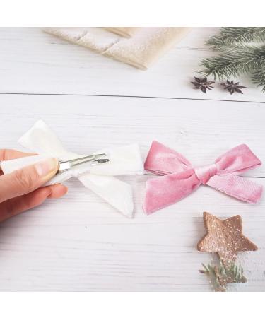 4Pcs Velvet Bow Hair Clips for Girls and Women - Pink White Christmas Hair Accessories - Buy Online on SooperMarket.com