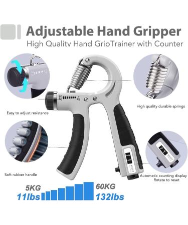 Grip Strength Trainer Kit: Hand Trainer Finger & Wrist Coach Forearm Training Equipment - Gyroball Gray & Black for Stress Relief - Buy Online on SooperMarket.com