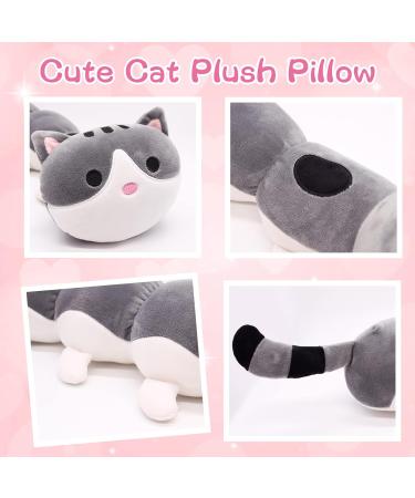 Desdfcer Long Cat Plush Pillow - Cute Stuffed Animal Toy for Kids - Grey-1 - Buy Online on SooperMarket.com