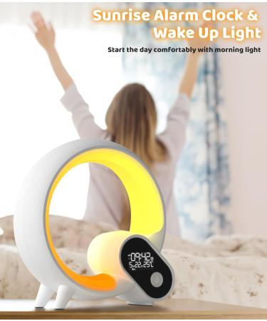 Light Alarm Clock | Daylight & Radio Alarm with Bluetooth & App Control | 12 Natural Sounds & Bedside Lamp for Adults - Buy Online on SooperMarket.com